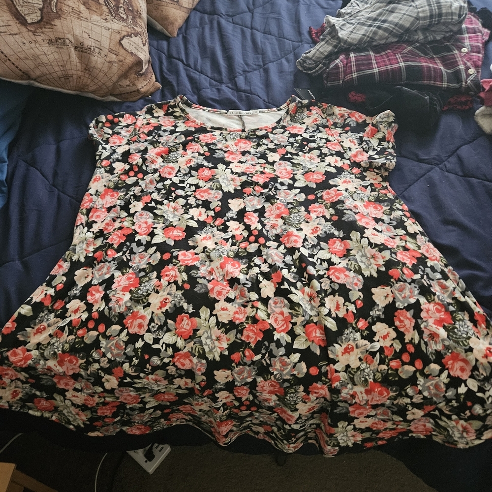 Plus size xxl floral tunic blouse